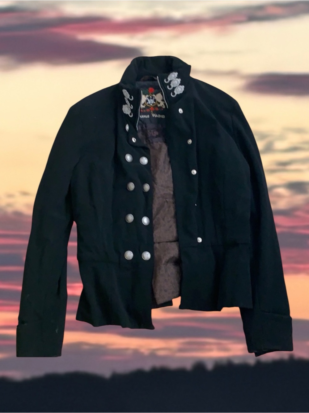 Bogner Black Double-Breasted Ski Jacket with Embroidered Collar